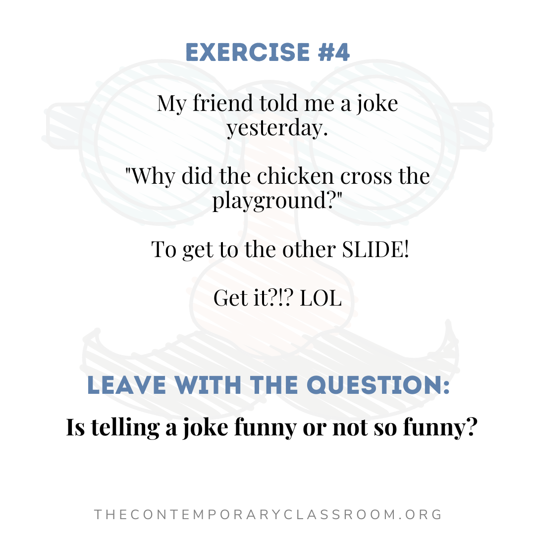 Exercises to help children determine between what's funny and what's not so funny.